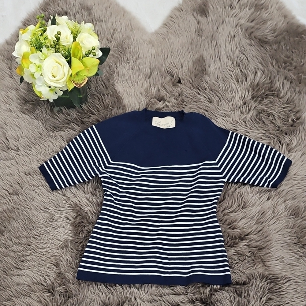 Navy Striped Women's Top
